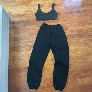 Black shein tank top and sweatpants matching lounge set